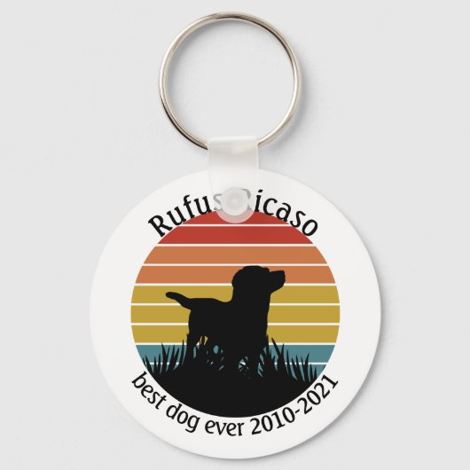 Labrador Retro Sunset Personalized Sleutelhanger (Voorkant)