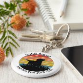 Labrador Retro Sunset Personalized Sleutelhanger (Zijkant)