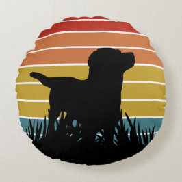 Labrador Retro Sunset Rond Kussen