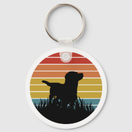 Labrador Retro Sunset Sleutelhanger