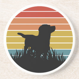Labrador Retro Sunset Zandsteen Onderzetter