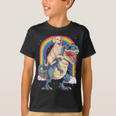 Labrador Riding Dinosaur T-rex Gifts Boys Kinder M T-shirt (Voorkant)