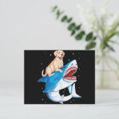 Labrador Riding Shark, Jawsome Hondenliefhebber Gi Feestdagenkaart (Staand voorkant)