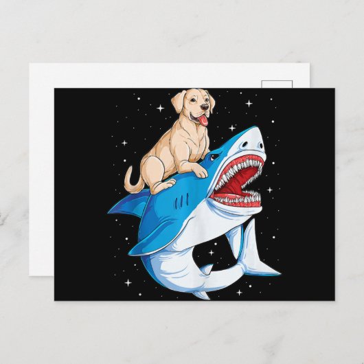 Labrador Riding Shark, Jawsome Hondenliefhebber Gi Feestdagenkaart (Voorkant / Achterkant)