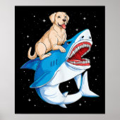 Labrador Riding Shark, Jawsome Hondenliefhebber Gi Poster (Voorkant)