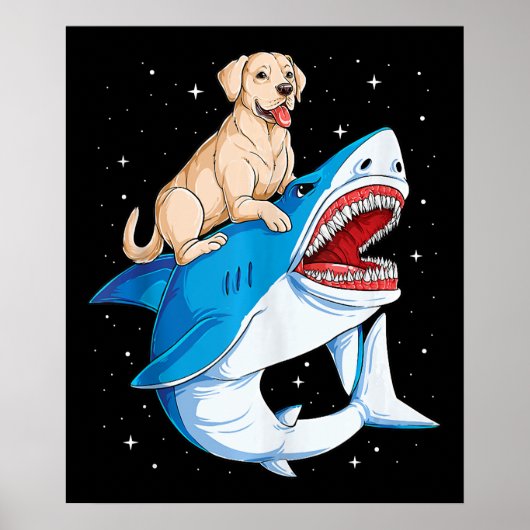Labrador Riding Shark, Jawsome Hondenliefhebber Gi Poster (Voorkant)