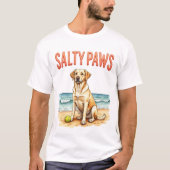 Labrador Salty Paws Strand T-shirt (Voorkant)