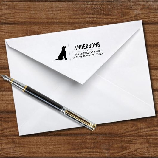 Labrador Sitting Outline retouradres Zelfinktende Stempel