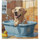 Labrador Slordig Slaperig Schattig Grappig Douchegordijn (Voorkant)
