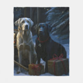 Labrador Sneeuw Slede Kerst Decoratie Fleece Deken (Voorkant)
