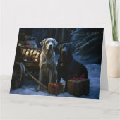 Labrador Sneeuw Slede Kerst Decoratie Kaart (Voorkant)