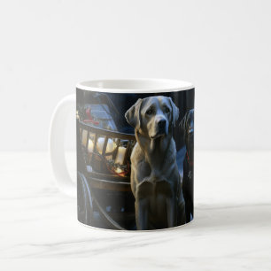 Labrador Sneeuw Slede Kerst Decoratie  Koffiemok