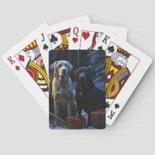 Labrador Sneeuw Slede Kerst Decoratie Pokerkaarten