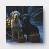 Labrador Sneeuw slee Kerstmis decoratie Fotoplaat (Voorkant)