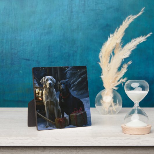 Labrador Sneeuw slee Kerstmis decoratie Fotoplaat (Insitu)