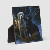Labrador Sneeuw slee Kerstmis decoratie Fotoplaat (Voorkant)