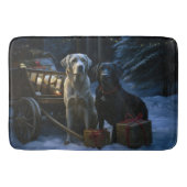 Labrador Snowy Sleigh Kerst Decor Badmat (Voorkant)