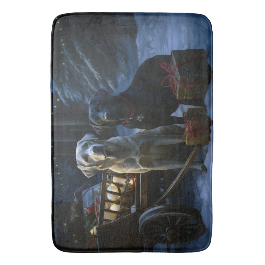 Labrador Snowy Sleigh Kerst Decor Badmat (Voorkant Verticaal)