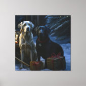 Labrador Snowy Sleigh Kerst Decor Canvas Afdruk (Voorkant)