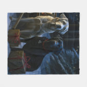 Labrador Snowy Sleigh Kerst Decor Fleece Deken (Voorkant (Horizontaal))