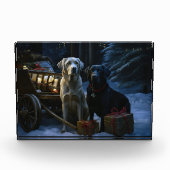 Labrador Snowy Sleigh Kerst Decor Fotoblokken (Voorkant)