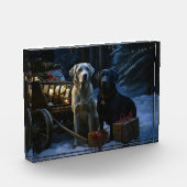 Labrador Snowy Sleigh Kerst Decor Fotoblokken (Links)