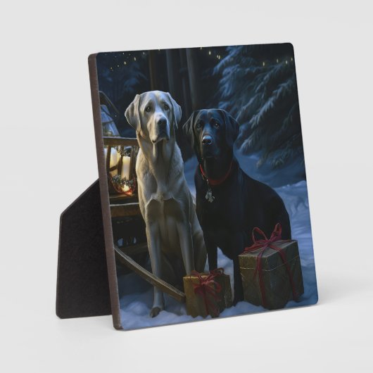 Labrador Snowy Sleigh Kerst Decor Fotoplaat (Voorkant)