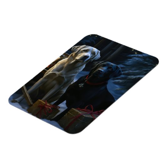 Labrador Snowy Sleigh Kerst Decor Magneet (Linkerzijde)