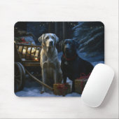 Labrador Snowy Sleigh Kerst Decor Muismat (Met muis)