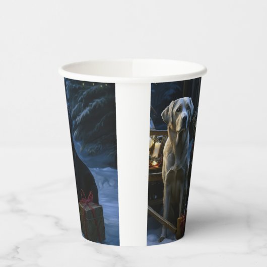 Labrador Snowy Sleigh Kerst Decor Papieren Bekers (Links)