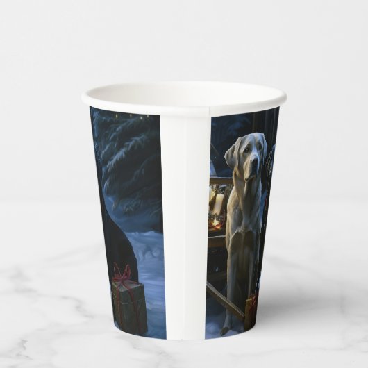 Labrador Snowy Sleigh Kerst Decor Papieren Bekers (Rechts)