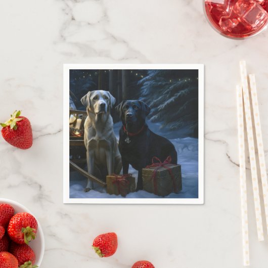 Labrador Snowy Sleigh Kerst Decor Servet (Insitu)