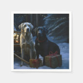 Labrador Snowy Sleigh Kerst Decor Servet (Voorkant)