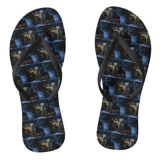 Labrador Snowy Sleigh Kerst Decor Teenslippers (Voetbed)