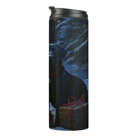 Labrador Snowy Sleigh Kerst Decor Thermosbeker (Geroteerd rechts)
