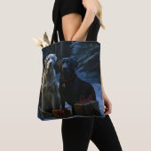 Labrador Snowy Sleigh Kerst Decor Tote Bag (Dichtbij)
