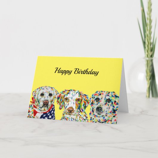 Labrador Spaniel Border Collie Birthday Card Kaart (Voorkant)