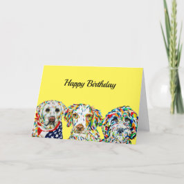 Labrador Spaniel Sheepadoodle Birthday Card Kaart