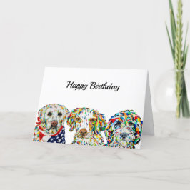 Labrador Spaniel Sheepadoodle Birthday Card Kaart