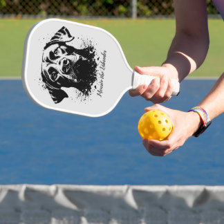 Labrador Splash Art Zwart Pickleball Paddle