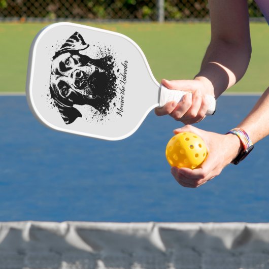 Labrador Splash Art Zwart Pickleball Paddle (Insitu)