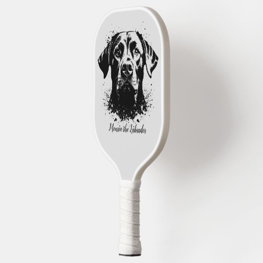 Labrador Splash Art Zwart Pickleball Paddle (Links)