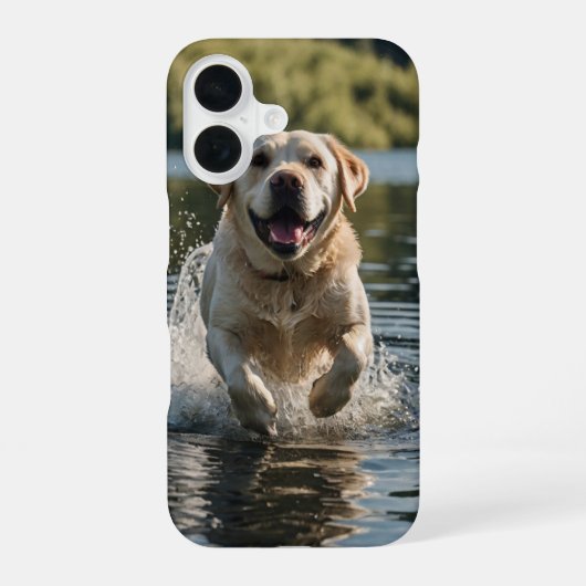 labrador splash iPhone 16 hoesje (Achterkant)