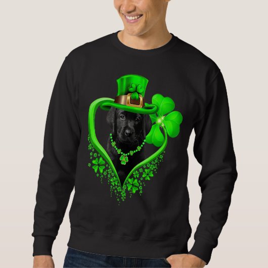 Labrador St Patricks Day Irish Shamrock Dog Love Trui (Voorkant)