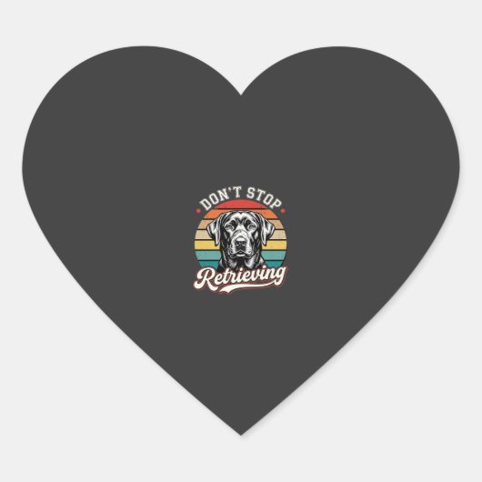 Labrador Stop Niet Met Ophaal Retro Hond Hart Sticker (Voorkant)