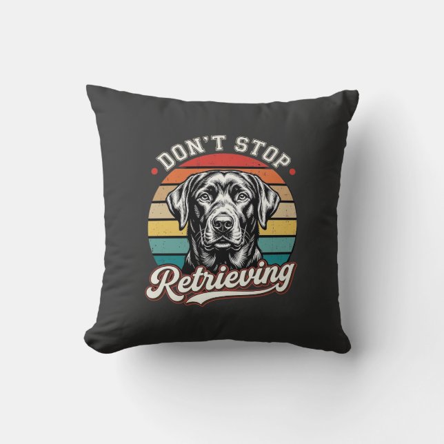 Labrador Stop Niet Met Ophaal Retro Hond Kussen (Voorkant)