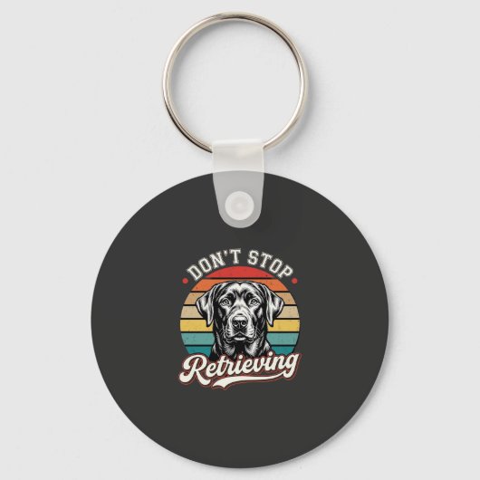 Labrador Stop Niet Met Ophaal Retro Hond Sleutelhanger (Voorkant)