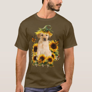 Labrador Sunflower Butterfly Cute Hondenliefhebber T-shirt
