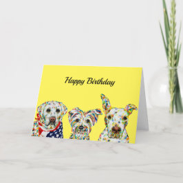 Labrador, Terrier, Pitbull Birthday Card Kaart