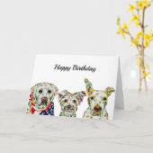 Labrador, Terrier, Pitbull Verjaardagskaart Kaart (Gele Bloem)